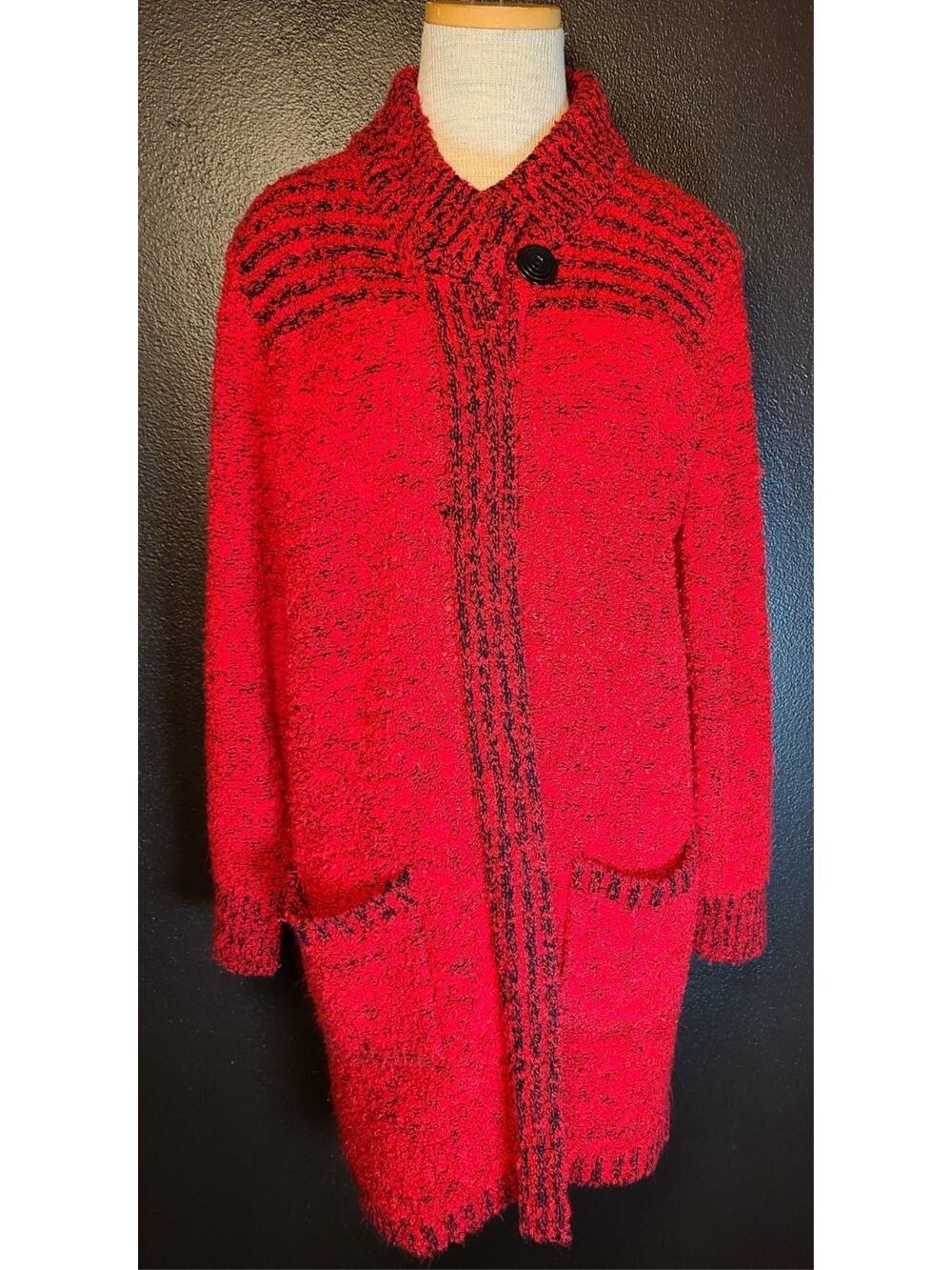 Vintage 80’s Monto Por Le Chois Long Chunky Knit Open Cardigan Women's Small